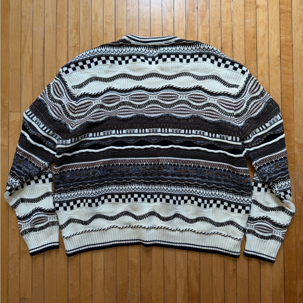 VTG 90s Unbranded Coogi Style 3D Knit Multicolored Grandpa Sweater Sz. XL - Picture 5 of 7